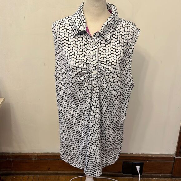 Maggie Lane black white patterned sleeveless top Size XXL - Picture 1 of 10